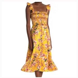 Cami NYC Katelyn Floral Flutter Sleeve Silk Dress